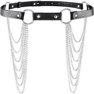 Waist Chain Belt Leather Punk Goth Adjustable Body Jewelry for Women